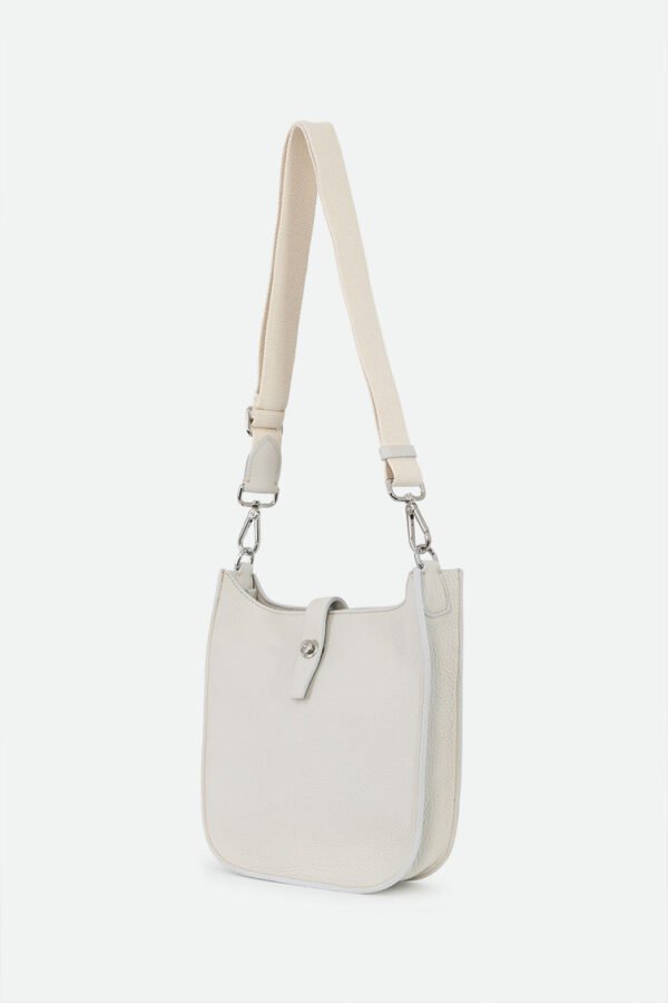 GIA ITALIAN LEATHER CROSSBODY BAG IN BUTTER WHITE - Image 3