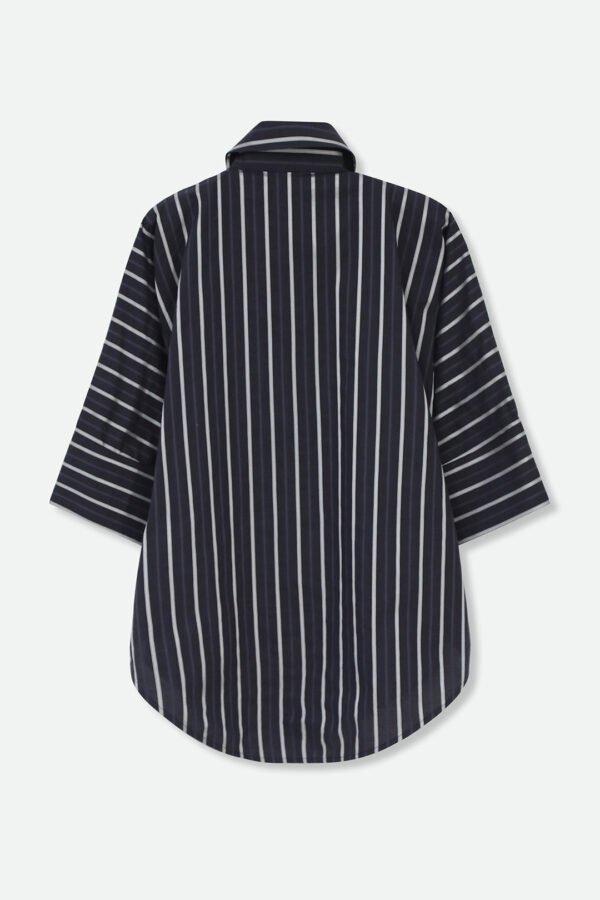 SAHANA DOLMAN SHIRT IN 100% ITALIAN COTTON BLACK STRIPE - Image 3