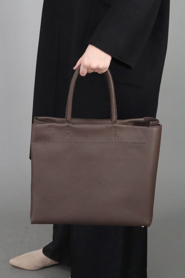 MARCEL HANDBAG IN ITALIAN LEATHER CHOCOLATE - Image 5