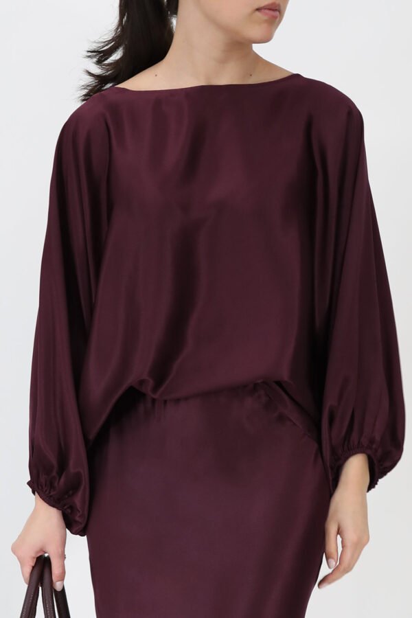 ANDIE ONE-SIZE BOATNECK BLOUSE IN SILK CHARMEUSE - Image 2