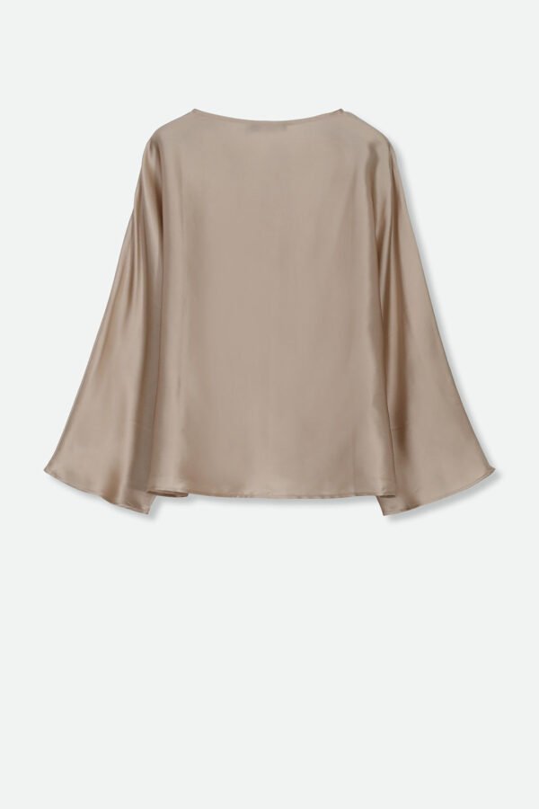 PAOLO CROPPED WIDE ARM BLOUSE IN CHAMPAGNE BEIGE - Image 3