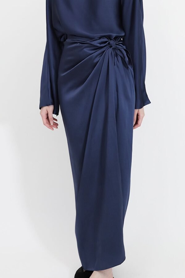 PAREO SKIRT IN HAND-DYED SILK IN PRUSSIAN BLUE - Image 2